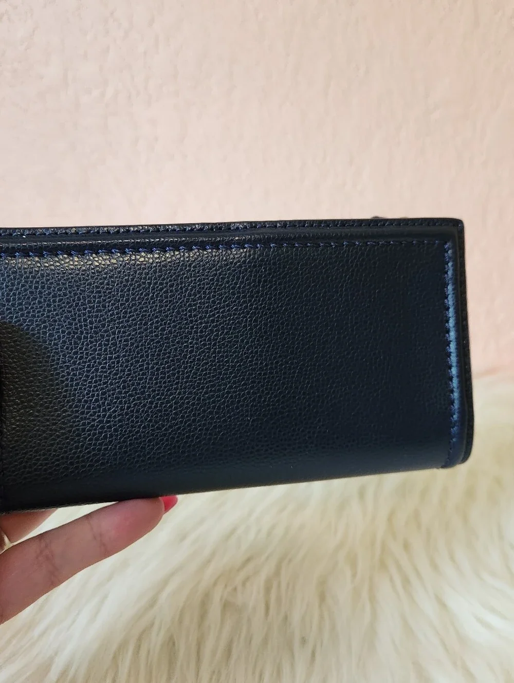 Kate Spade Braylon Navy Pebbled Leather BiFold Wallet OS